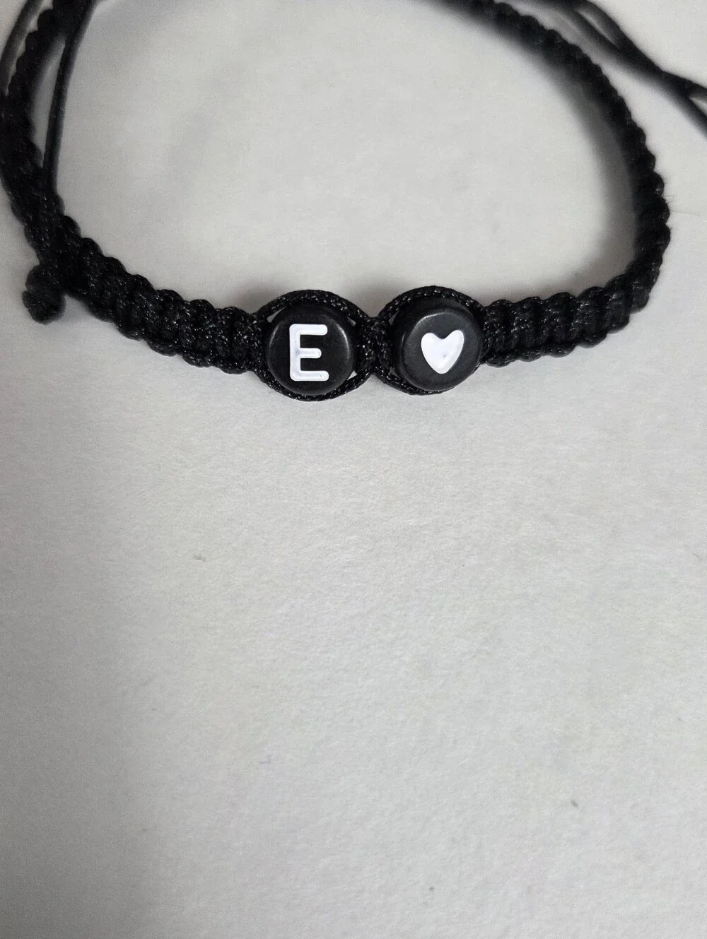 🔥4/$20 E Initial Letter Kids Bracelet NEW Black & White -One Size -Braided